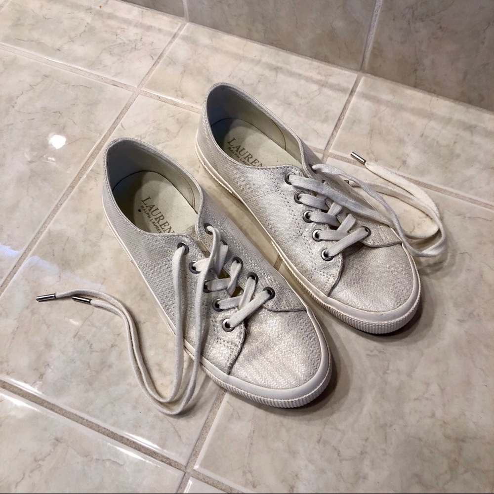 Shimmery White Sneakers